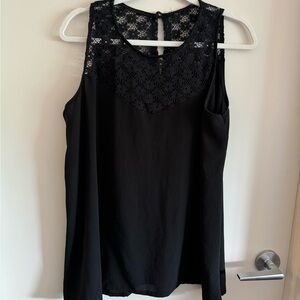 Loose, flowy tank with a lace neckline